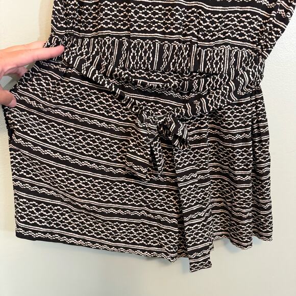 Madewell Romper Womens Medium Kimono in Tidalwave Aztec SOIE Silk Wrap Tie Black - Picture 6 of 11